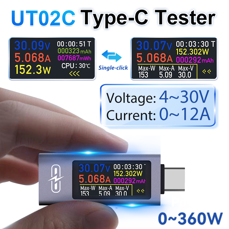 Power Supply Tester - Testeur USB Type-C à écran couleur